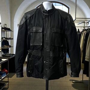 Hein Gericke Black Cowhide Leather Motorcycle Field  Jacket Lined Mens L